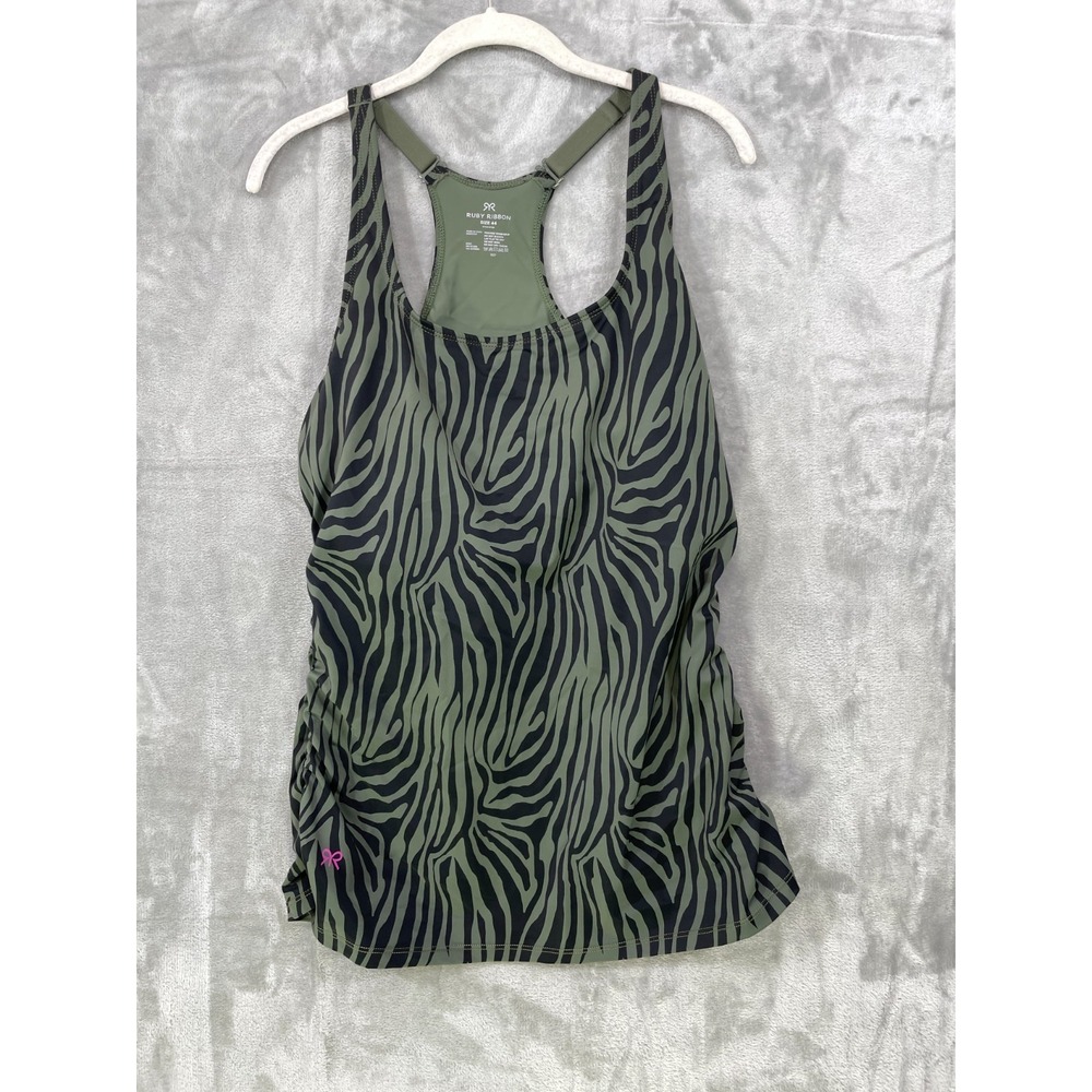 Ruby Ribbon Square Neck Tankini Size 44 Racerback Shelf Bra Style 1748 Olive